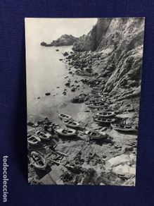 Fotografia antiga: tarjeta postal blanco negro tossa costa brava cataluña barcas pescadores 12/8/58 sello 50 centimos